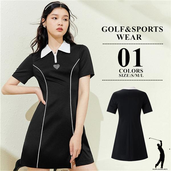 世界の ゴルフウェア ポロワンピース レディース 大きいサイズ 夏 40代 50代 オーバーサイズ プリーツ テニスウェア 運動着 半袖 22年春夏モデル 母の日