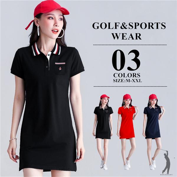 レディース 春 夏 ゴルフウェア ワンピース ゴルフワンピース 40代 30代 コーデ ロングポロシャツ 夏