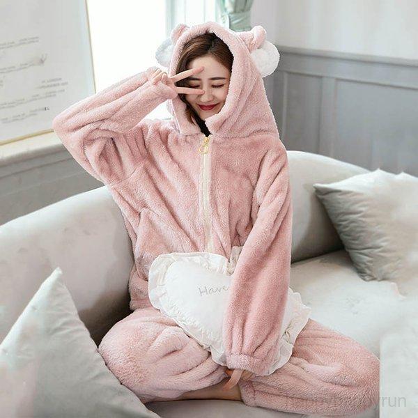 ファッション ビタミンカラーのハーモニー ルームウエア モコモコ パジャマ レディース 冬 あったか アニマル 熊 耳フード付き パジャマ ボーダー かわいい 大きいサイズ 寝間着 女性 Mypjxzxspw Www Robertgillow Co Uk