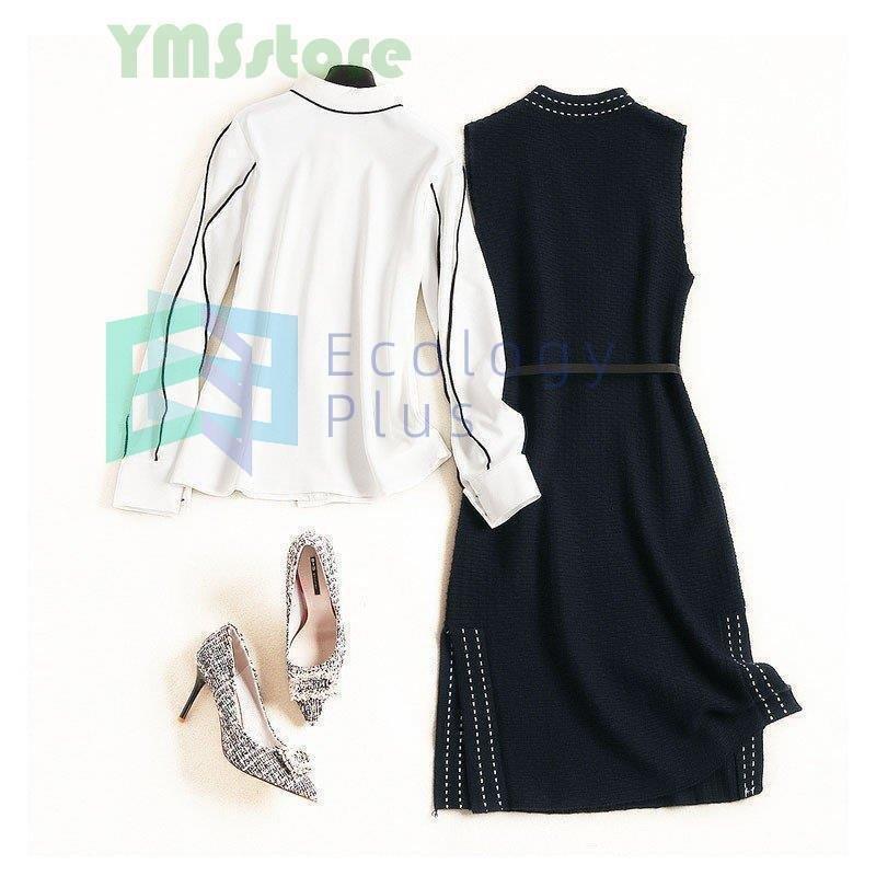 ベストセラー オシャレ シャツ Vネック ワイシャツ 結婚式 レディース 秋冬 膝丈 ニットワンピース ブラウス ワンピース Ol 通勤 トップス 長袖 フォーマル 無地 セットアップ セットアップ サイズ L Pathwaysfl Org