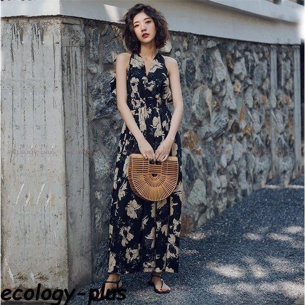 激安正規品 レディース マキシワンピース フレア リゾートワンピ バックシャン ボタニカル柄 ロングワンピース大人 ワンピース サイズ M Panero Shop