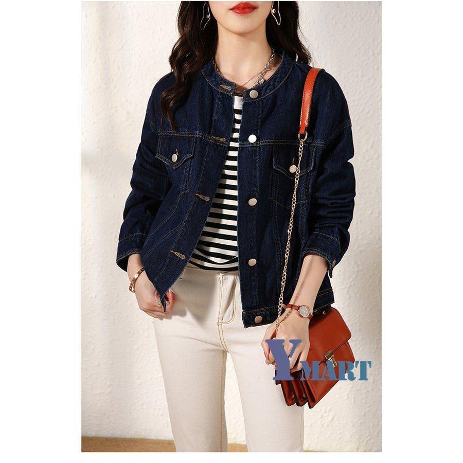 50 Off デニムジャケット 楽チン ノーカラー Gジャン ライトアウター レディース ジージャン エレガント 秋服 ヴィンテージ風 ジャケット ゆったり Gジャン デニム サイズ M Www Hostitaliancuisine Com