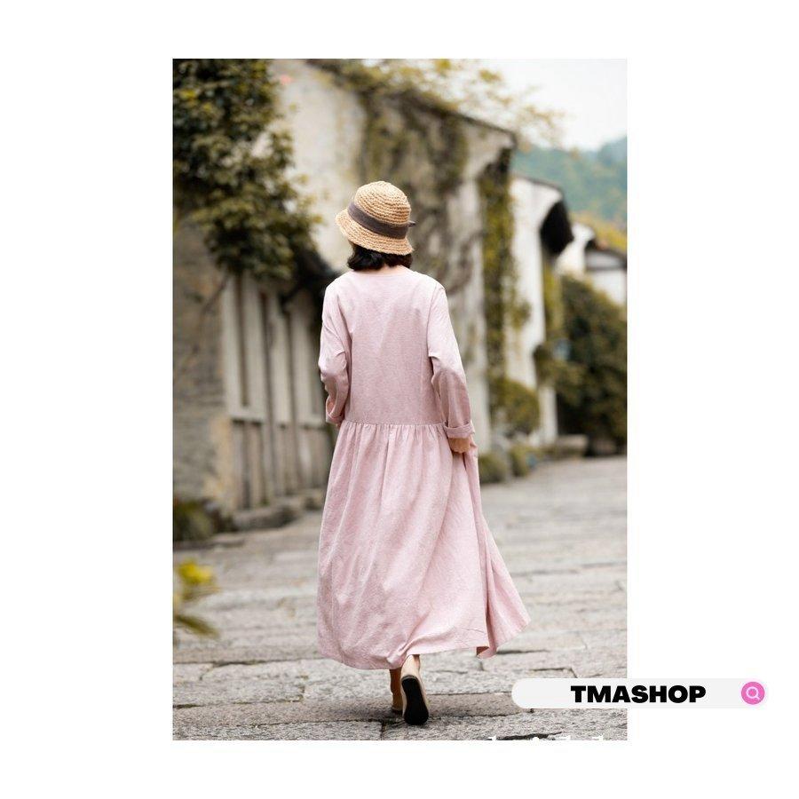 ファッション 秋ワンピ ゆる 綿麻 長袖 ロング丈 綿フランネル 森ガール シャツワンピ フリル 大人かわいい レディース シャツワンピース マキシ丈ワンピース 2年保証