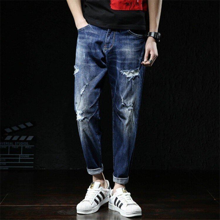 ボトムス スキニー デニムパンツ 個性的 ファッション おしゃれ ジーパン デニムパンツ 大きいサイズ デニム 春夏 メンズ ジーンズ ダメージ 新作 一番の