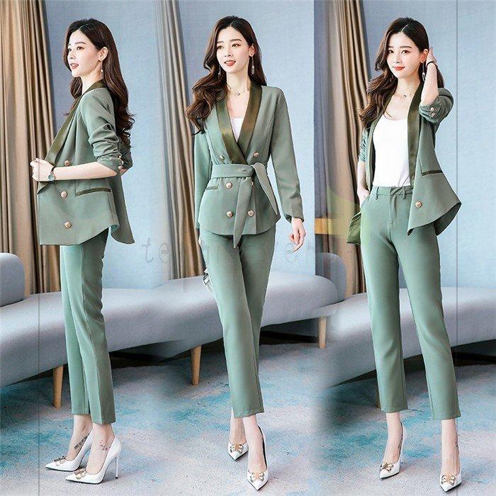 2点セット 入学式 ビジネス 着痩せ スーツ 大人 30代40代 セレモニー 卒業式 通勤 レディース 上品 Ol フォーマル セットアップ パンツスーツ スーツジャケット 人気商品