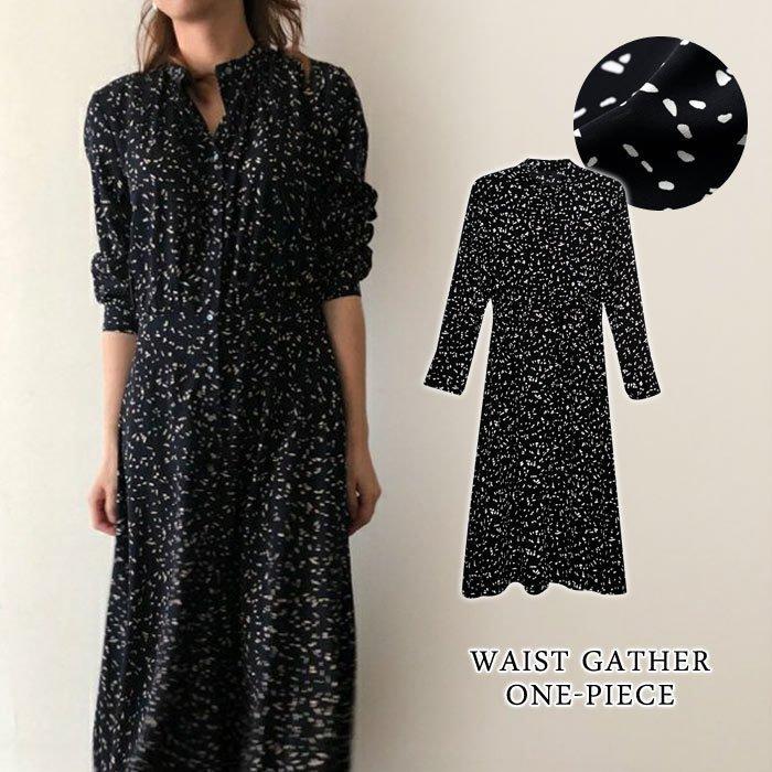 かわいい ワンピース 夏 長袖 Aライン ロング 40代 マキシワンピース ひざ下 きれいめ 柄 カジュアル ブラック レディース 春夏 21 30代 ミモレ丈 代 春 黒 ワンピース サイズ F