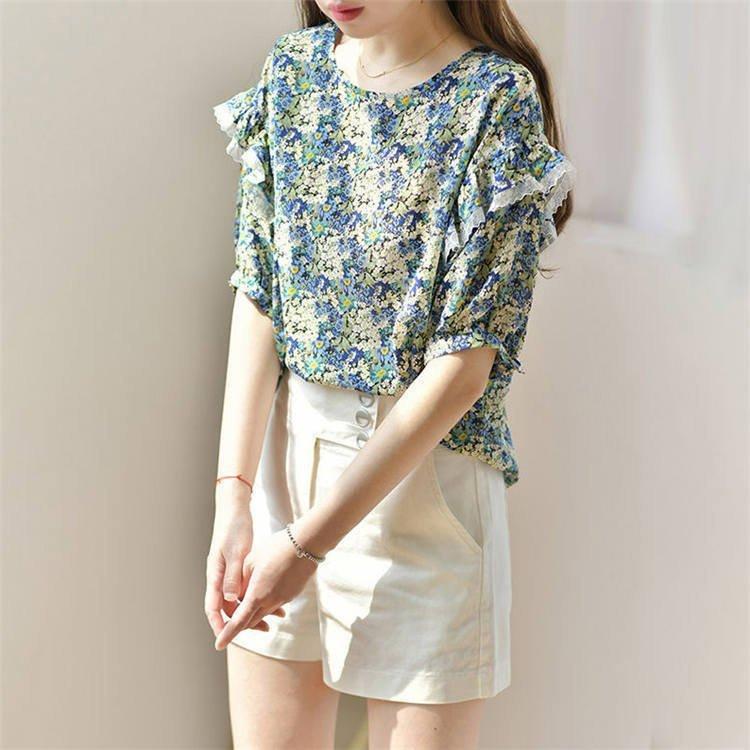 最安値 レディース 半袖トップス 40代 プリント 花柄tシャツ 50代 レションtシャツ 30代 韓国風 オシャレブラウス 通勤 Tシャツ 大人 春夏新作 五分 七分袖 サイズ Xl