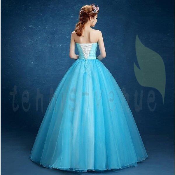 限定価格セール 二次会 ウエディンドレス ロング丈ビスチェ超豪華レースノースリーブ 花嫁 撮影 演奏会 結婚式 編み上げ式 気質優雅大きいサイズ Aライン カラー ブルー Demo Nj Production Com