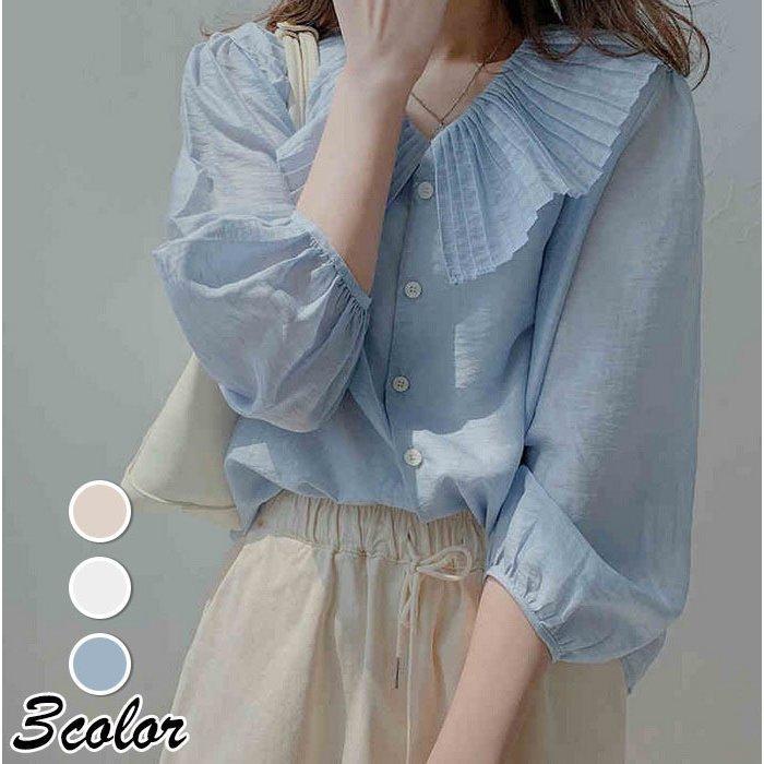 正規品販売 通勤 ゆったりシャツ 大人可愛い 韓国風 オシャレブラウス 五分袖トップス 40代 30代 パフスリーブブラウス ブラウス シャツ Vネック 春夏秋新作 レディース 五分 七分袖 サイズ M Www Buccella Com