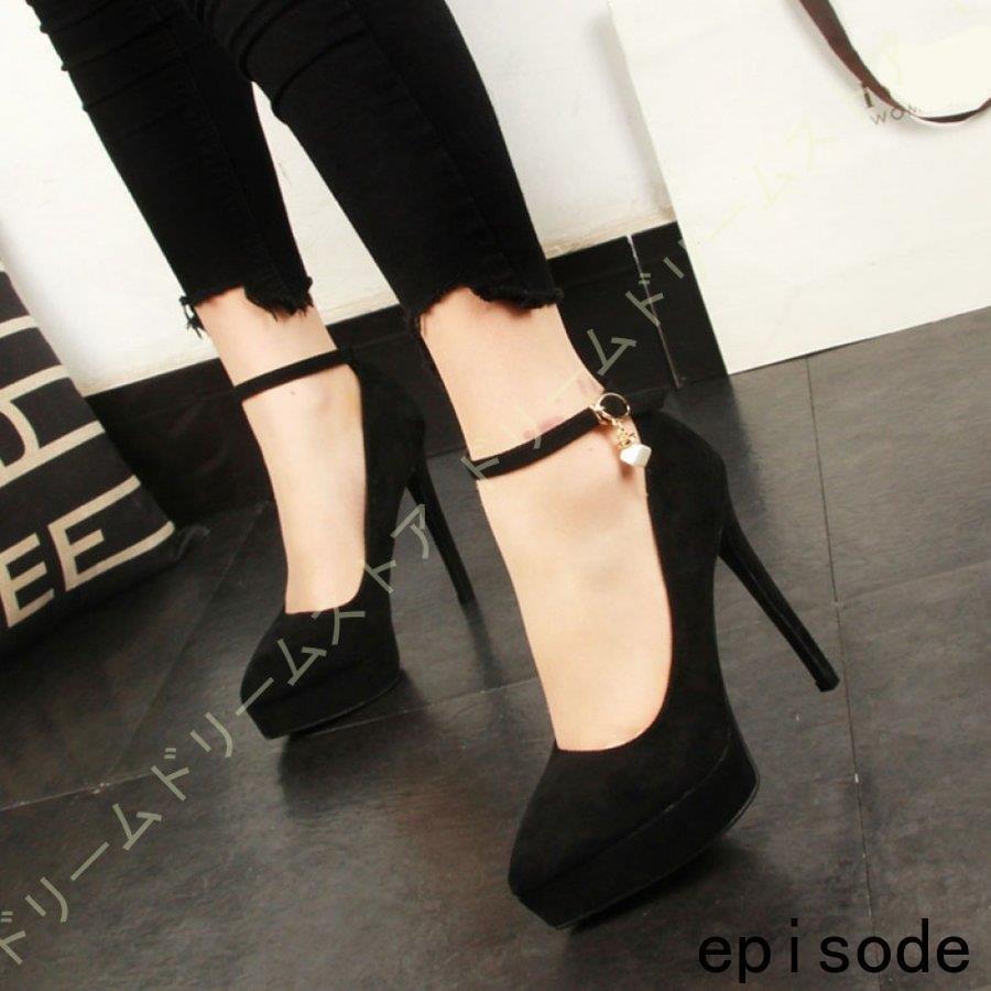 おトク ポインテッドトゥ パンプス ビジネス 美脚 結婚式 ハイヒール 痛くない スエード 走れる ピンヒール きやすい パーティー ストラップパンプス パンプス カラー ブラック Venouziou Gr