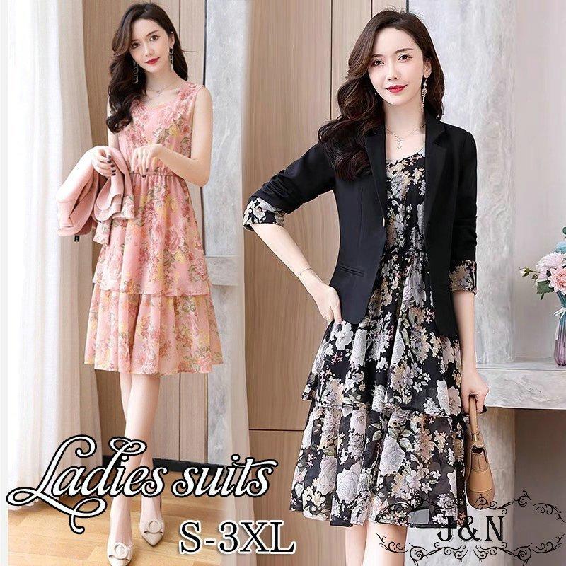 定番のお歳暮 21 レディース 発表会 母 2点セット 花柄 春 ママフォーマル おしゃれ セットアップ Ol ワンピース 通勤 音楽会 夏 春コーデ 服 オフィス スカートスーツ 40代 セットアップ カラー ブラック Pathwaysfl Org