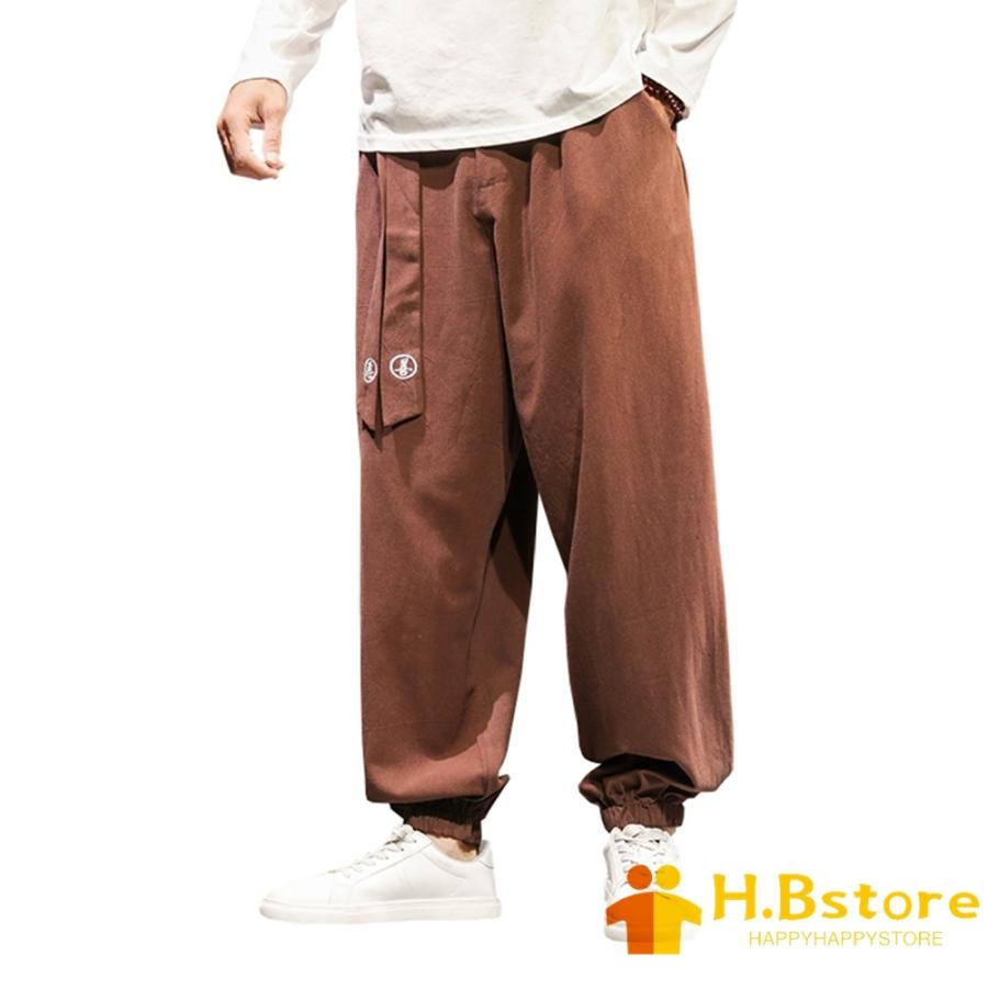 無料サンプルok ワイドパンツ メンズ M 赤 綿麻 リネン 和式ズボン ロング丈 春秋 無地 男性 大きいサイズ カジュアル ゆったり Quran Unv Edu Sd