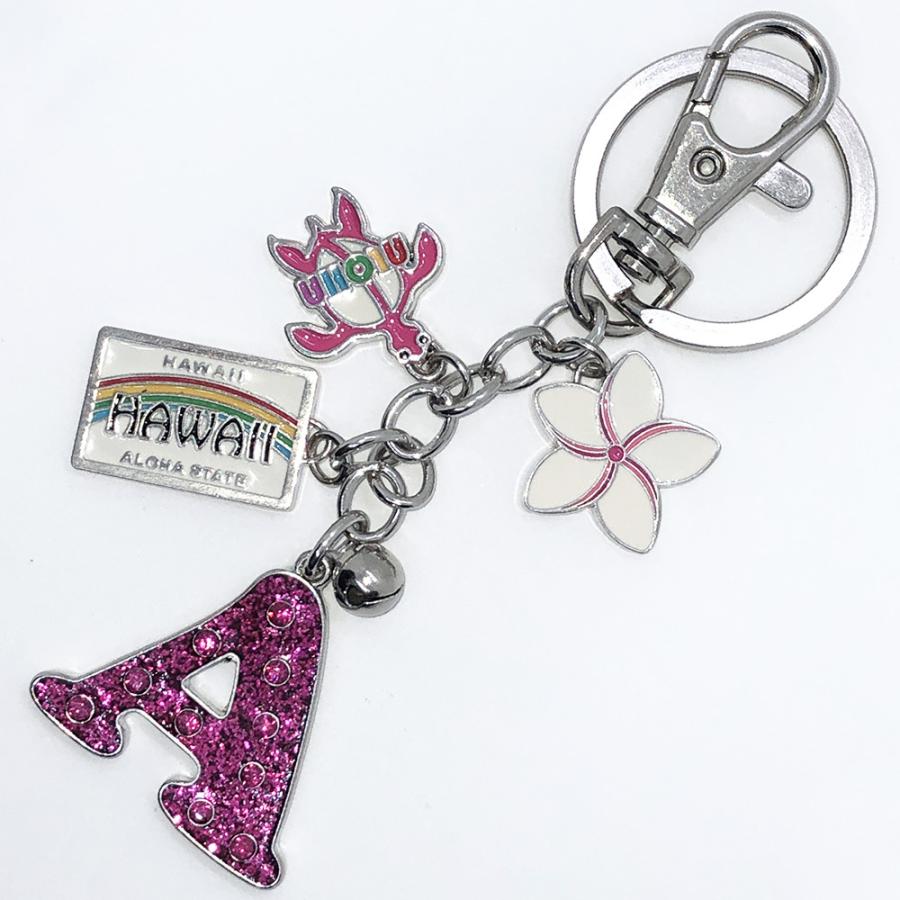 ハワイアンイニシャルキーホルダー キーチェーン バッグチャーム