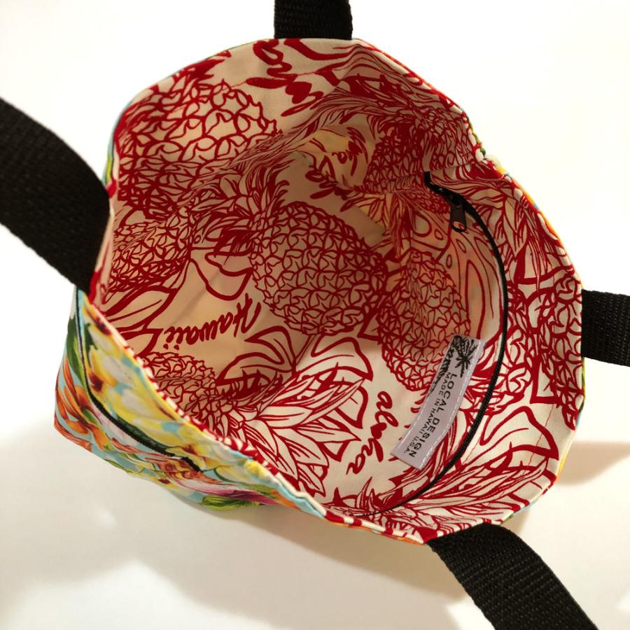 ハンドメイド　ハワイアンバッグ ハワイアンファブリック ハワイアンバッグ トートバッグ ランチ