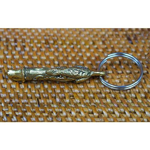 巨大なペニスを持つトカゲの真鍮製キーホルダー タイのお守り