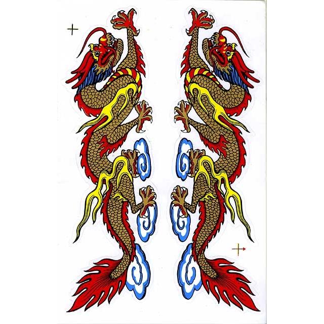 タイの珍しい巨大ステッカーその14 飛龍の魔よけステッカーゴールド