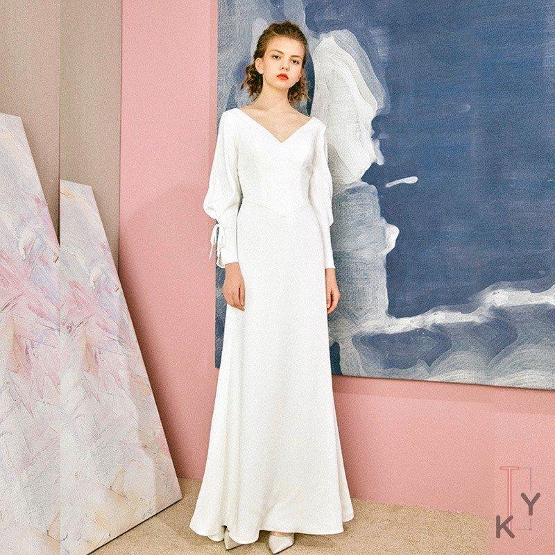 65％以上節約 軽系ウェディングドレス ロングドレス レディース 白いドレス ウェディングドレス ワンピース 結婚式 ウエディング シンプル 上品