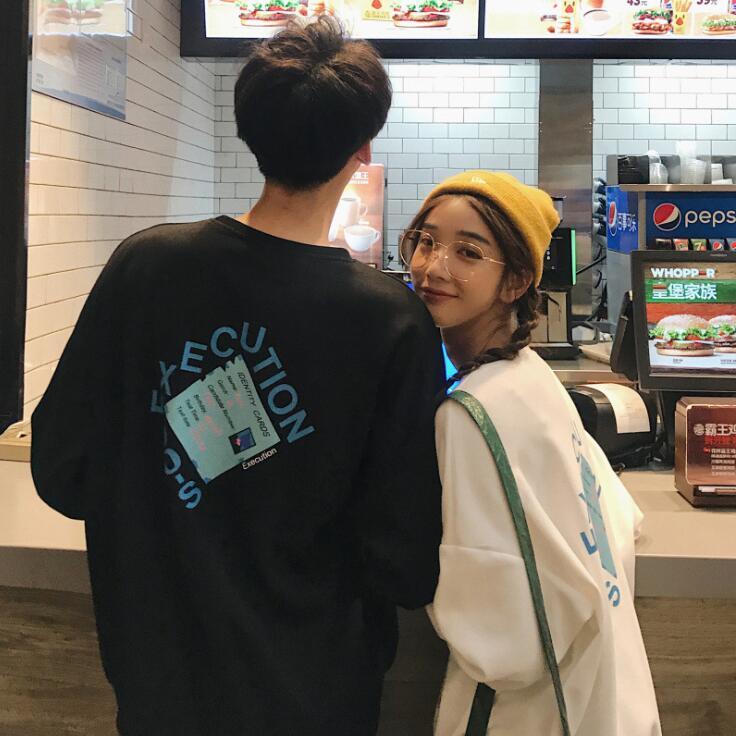 パーカー カップル ペアルック プルオーバー アウター フードなし レディース メンズ トレーナー スウェット プリント 長袖 韓国風 ゆったり 学 Happy1211 Yh1459 Energetic Shop誠 通販 Yahoo ショッピング