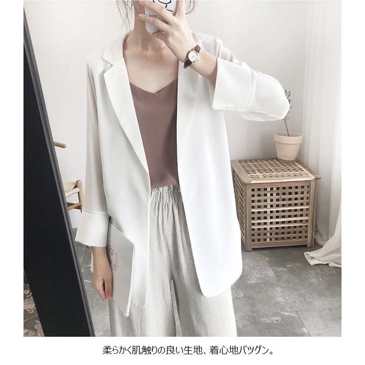 サマージャケット レディース テーラードジャケット 7分袖 ミドル丈 無地 薄手 海外輸入 大きいサイズ 夏 冷房対策 アウター 春 19年秋新作 秋 トップス