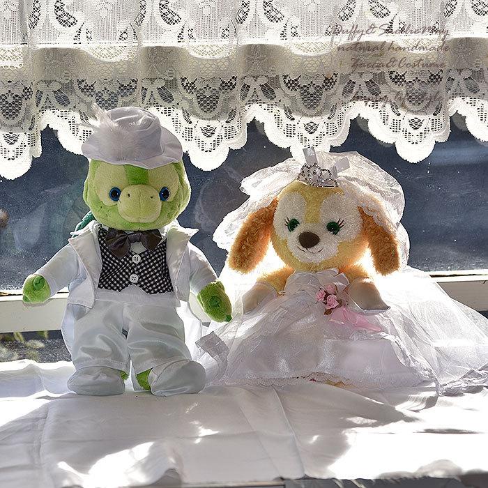 オルメル クッキーアン ウェディング 結婚式 ペア Ｓサイズ ドレス タキシード ウェルカムベア 結婚祝い ぬいぐるみ別売り 14f12-olumelcookie(14f,12)の画像