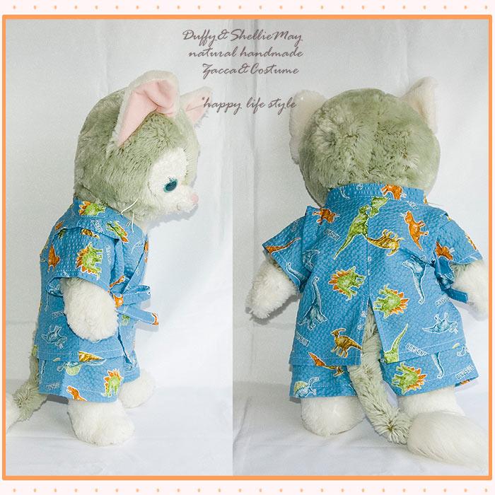 ジェラトーニ恐竜柄甚平（青）・jinbei-4-gelaハンドメイド : ハッピー