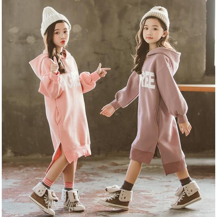 子供服 秋冬 長袖 厚手 パーカーワンピース 無地 キッズ ロッグパーカー 女の子 可愛い 女児 子ども用 暖かい ワンピース Fhy 93 Happy Life ストア 通販 Yahoo ショッピング