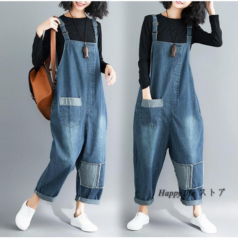 パンツ デニムサロペット レディース オーバーオール デニム ダメージオーバーオール ジーンズ パンツ レディース サロペット Hl 1006 Happy Life ストア 通販 Yahoo ショッピング