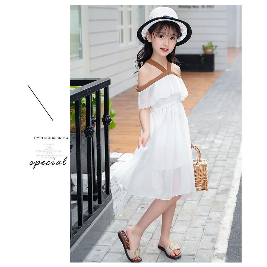 韓国子供服 18 夏着 女の子 ワンピース シフォン 肩出し 夏 ワンピース 無地 オフショルダー ファッション ダンス衣装 おしゃれ Mx 335 Happy Life ストア 通販 Yahoo ショッピング