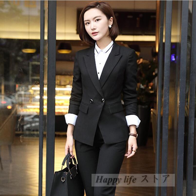 ビジネススーツ レディース 2点セットスーツ ズボン スカートセット ツーピーススーツ 無地 事務服 フォーマル 面接 制服ol ビジネス 通勤 秋冬新作 Sun142 Happy Life ストア 通販 Yahoo ショッピング