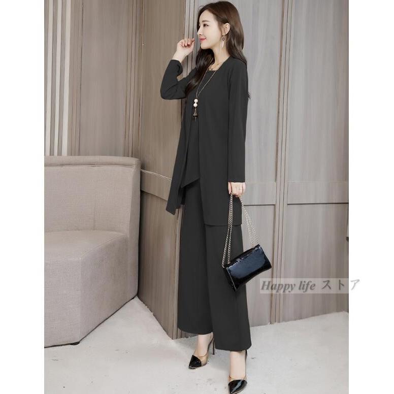 レディース フォーマル セットアップ パンツドレス シフォン 3点セット パンツスーツ オフィス オシャレ 結婚式 キレイめ 着痩せ 通勤 大きいサイズ 春秋 Wm10 Happy Life ストア 通販 Yahoo ショッピング