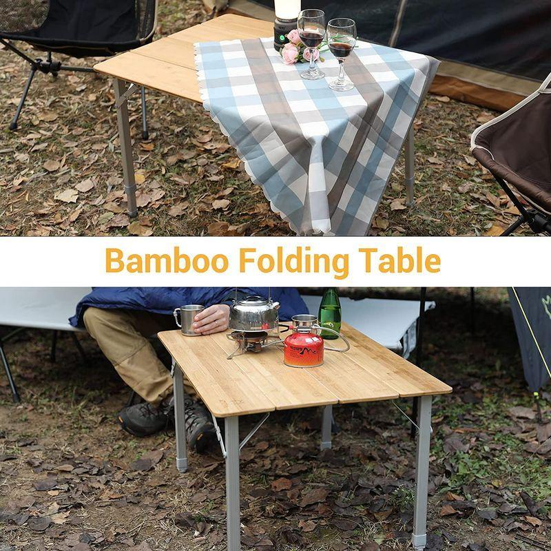 ATEPA アウトドアテーブル 折りたたみ 80×60cm キャンプ 机 4?6人用 竹 3段階高さ調整可能 45/52/65cm コンパク アウトドアテーブル 折りたたみ 80×60cm キャンプ 机 6人用 竹 3段階高さ調整可能 45/52/65cm コンパク