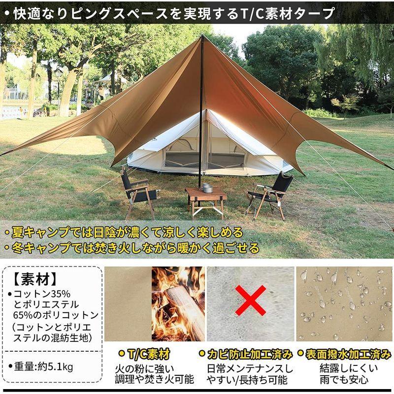 SoomloomアーチタープAdranus 5.2x4.8 焚き火可能ポリコットンTC素材 日陰濃い 遮熱/耐火/耐水 サンシェード アウト 2x4 焚き火可能ポリコットンTC素材 日陰濃い 遮熱/耐火/耐水 サンシェード アウト サイズ