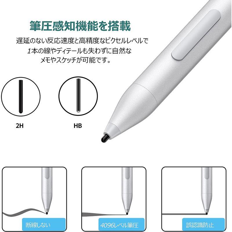 Surface用 互換 タッチペン スタイラスペン 磁気吸着機能 サーフェス 黒