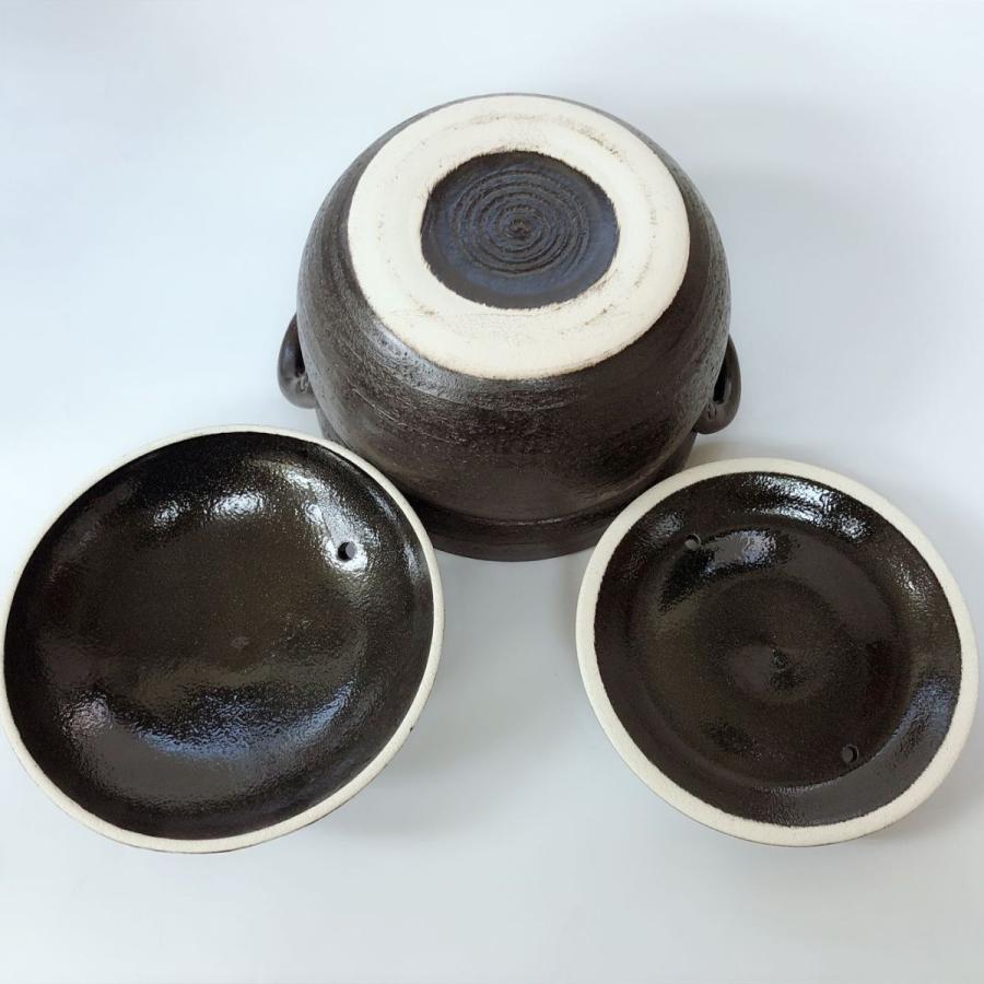 黒釉線紋 2合炊き ご飯鍋 土鍋 ご飯釜 萬古焼 送料無料（北海道、沖縄