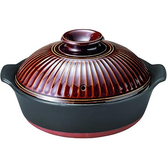 値下げしました　新品　土鍋　蒸し土鍋　多機能　セイロ付　９号　直径２９cm萬古焼 菊花9号IH蒸し土鍋 飴釉 遠赤陶製プレート・蒸しスノコ付 万古焼 IH