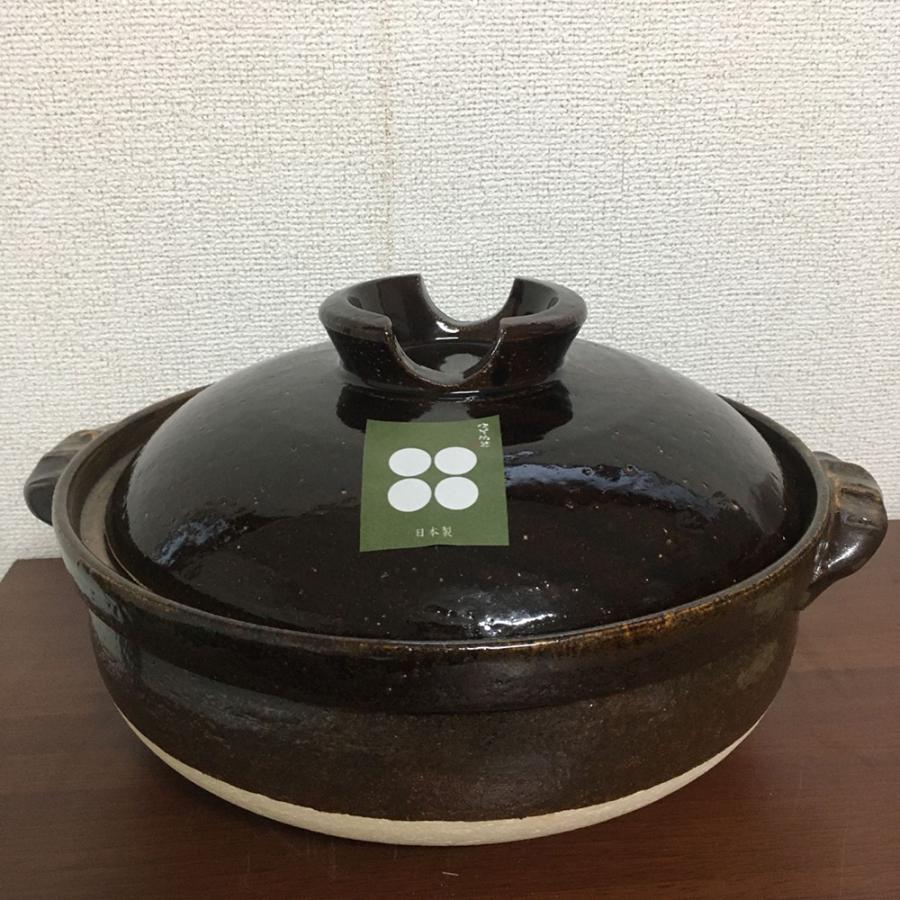 万古焼土鍋「萬福」8号 2-3人用 佐治陶器 φ25×30×15.5cm　約2300ml  日本製　直火対応  送料無料（北海道、沖縄除く）sp｜happylife888｜05