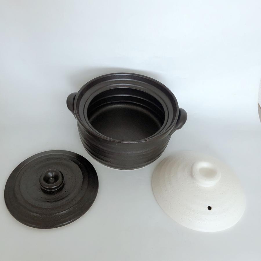 メタルIH2合炊きご飯釜 黒釉と白釉2色あり 万古焼 IH対応土鍋 メタルIH2合炊きご飯釜 黒釉と白釉2色あり 万古焼 IH対応土鍋