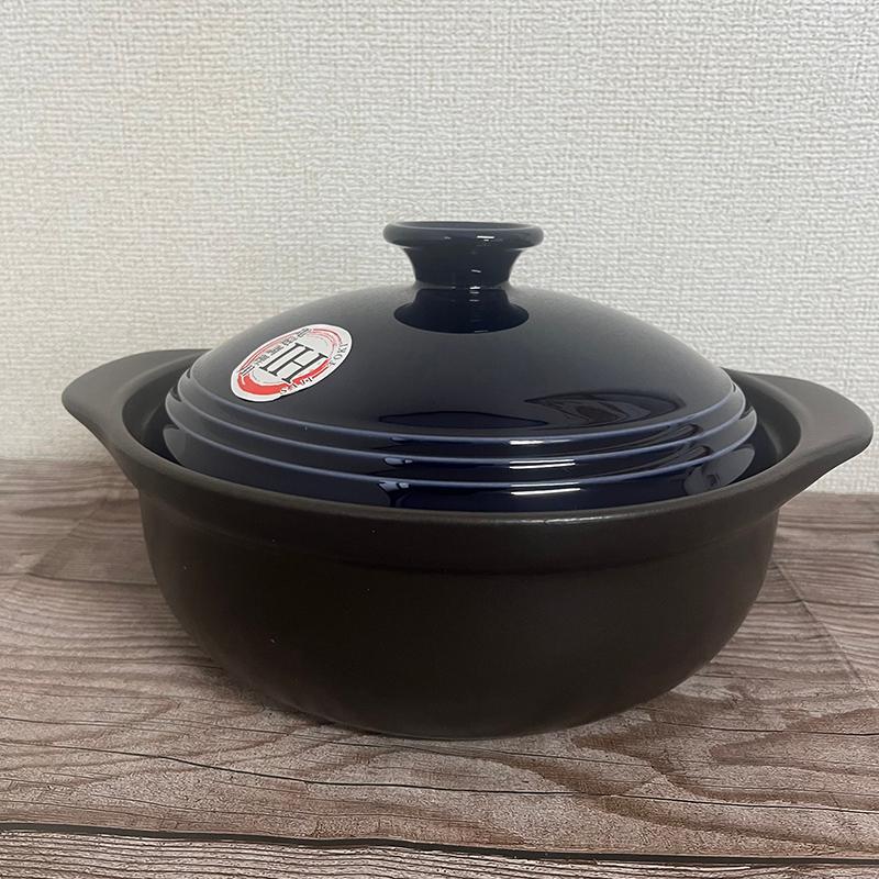 サーマテック IH土鍋 9号 おしゃれ 3.3L IH・直火・電子レ デニム