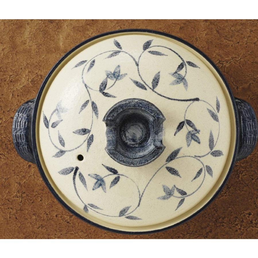 萬古焼 土鍋 (深鍋) 8号 2-3人用 呉須唐草 土鍋 送料無料（北海道