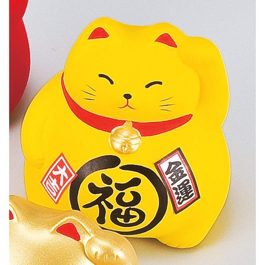 風水貯金箱まる福招き猫 黄 万古焼 日本製 送料無料（北海道、沖縄除く