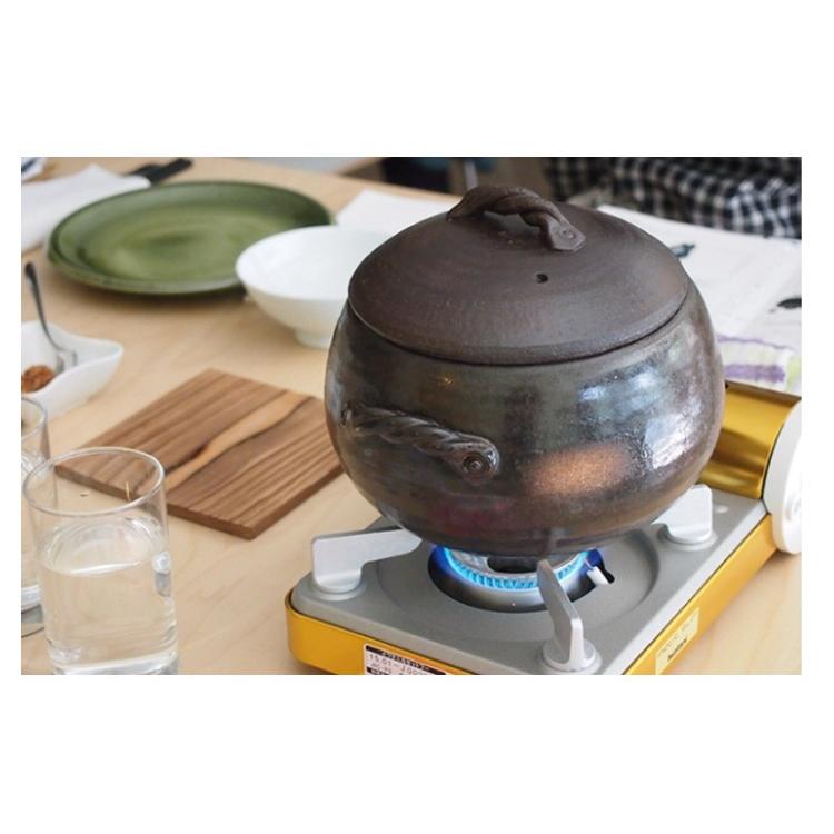 万古焼 だるま型 栗型1合 炊飯鍋 土鍋 ガス炊飯器 ご飯鍋 直火対応