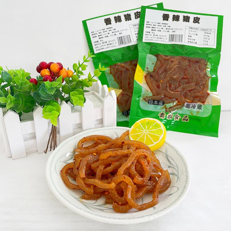青松香辣豚皮 味付け豚の皮 旨辛味 酒のおつまみ 日本国内加工 90g