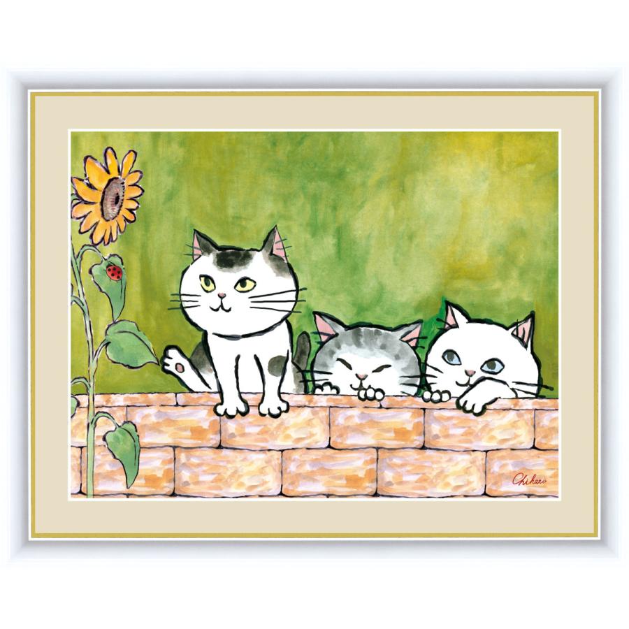 希少画集画、高級新品額・額装付、猫 ネコ ねこ cat、絵画 油彩画 動物