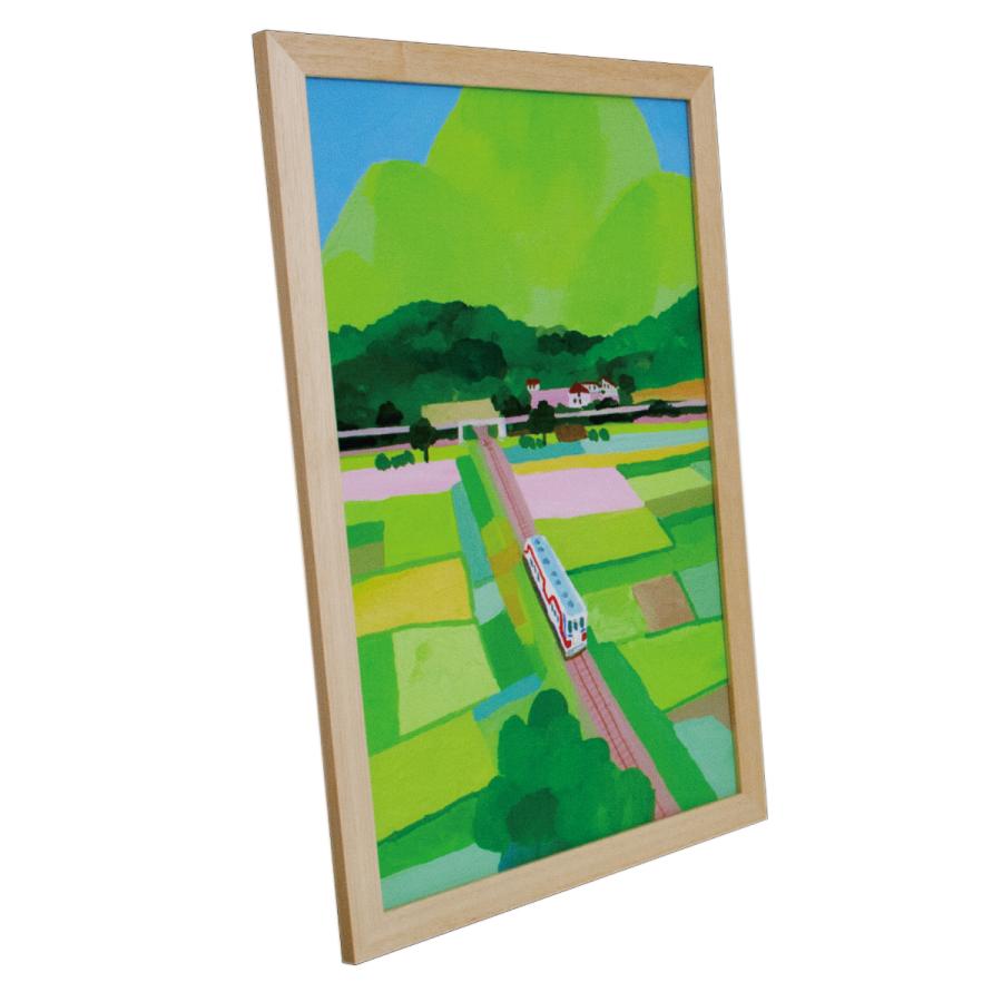 井筒啓之 額入りアートポスター HI03 「Big green mountain and rice field 」 45×65cm アートパネル アートフレーム_3