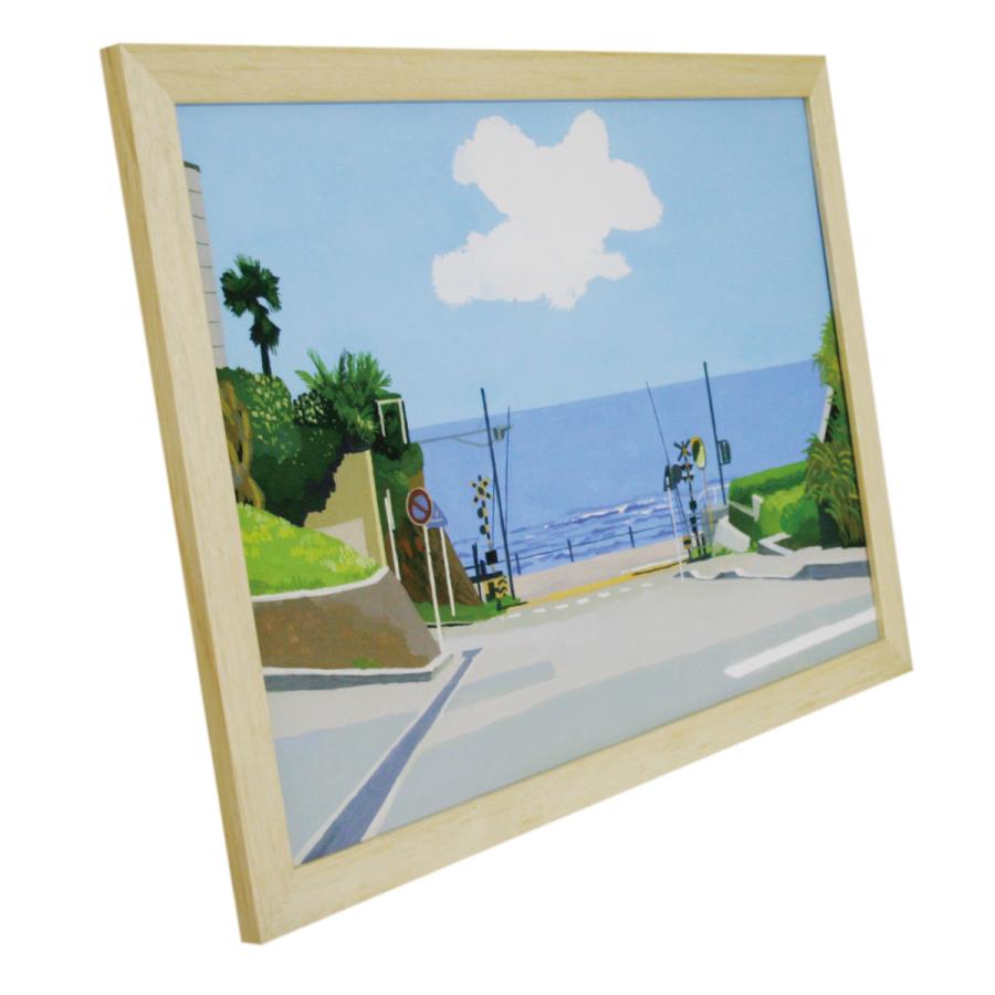 井筒啓之 額入りアートポスター HI05 「Kamakura Gakuenmae Station 」 65×45cm アートパネル アートフレーム_3