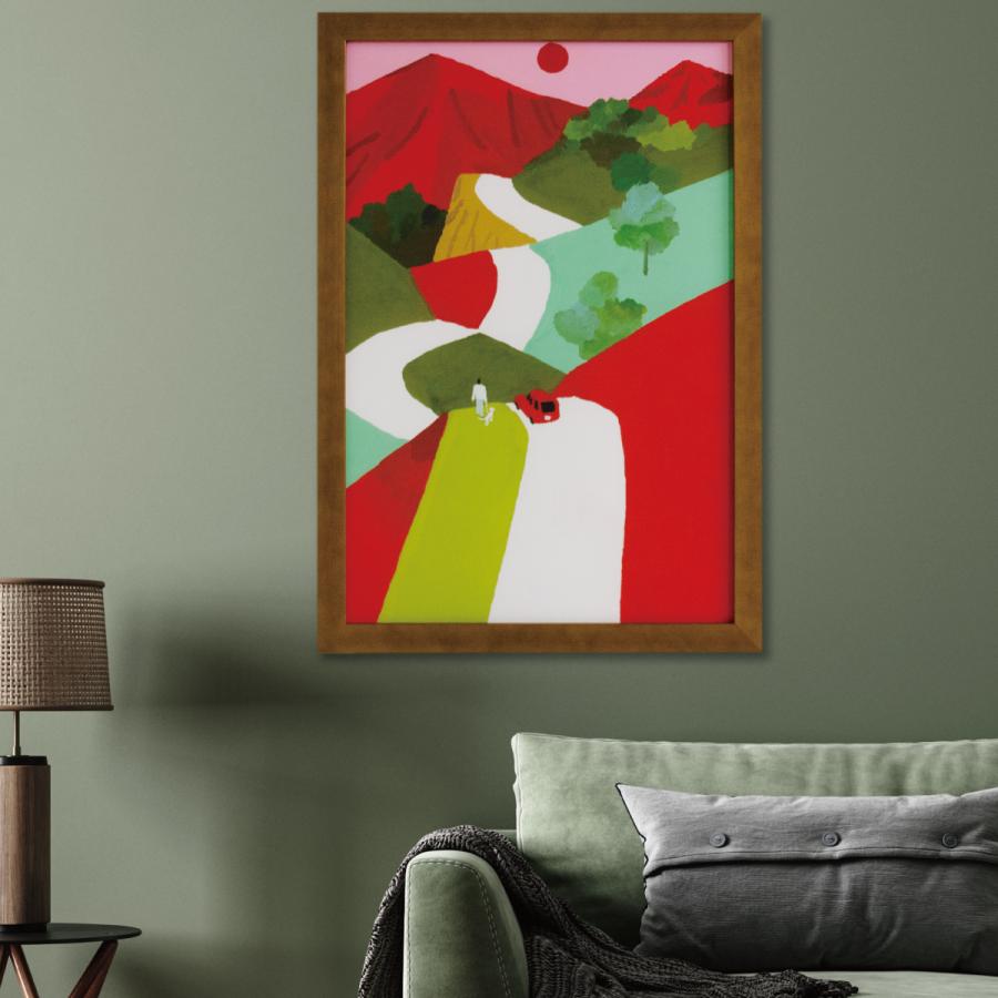 井筒啓之 額入りアートポスター HI09 「Red mountain path 」 65×45cm アートパネル アートフレーム_1