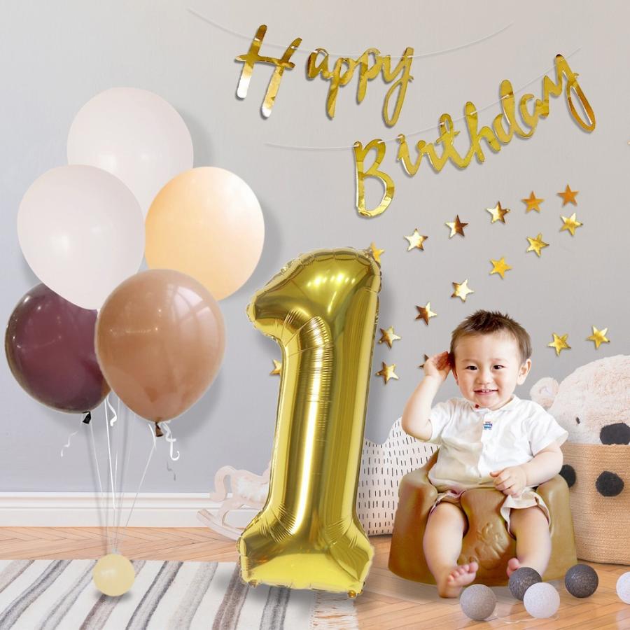 再再販 シンプルでおしゃれな 誕生日 飾り付け 大きい 数字 バルーン バースデー 女の子 ガーランドキット 風船 男の子