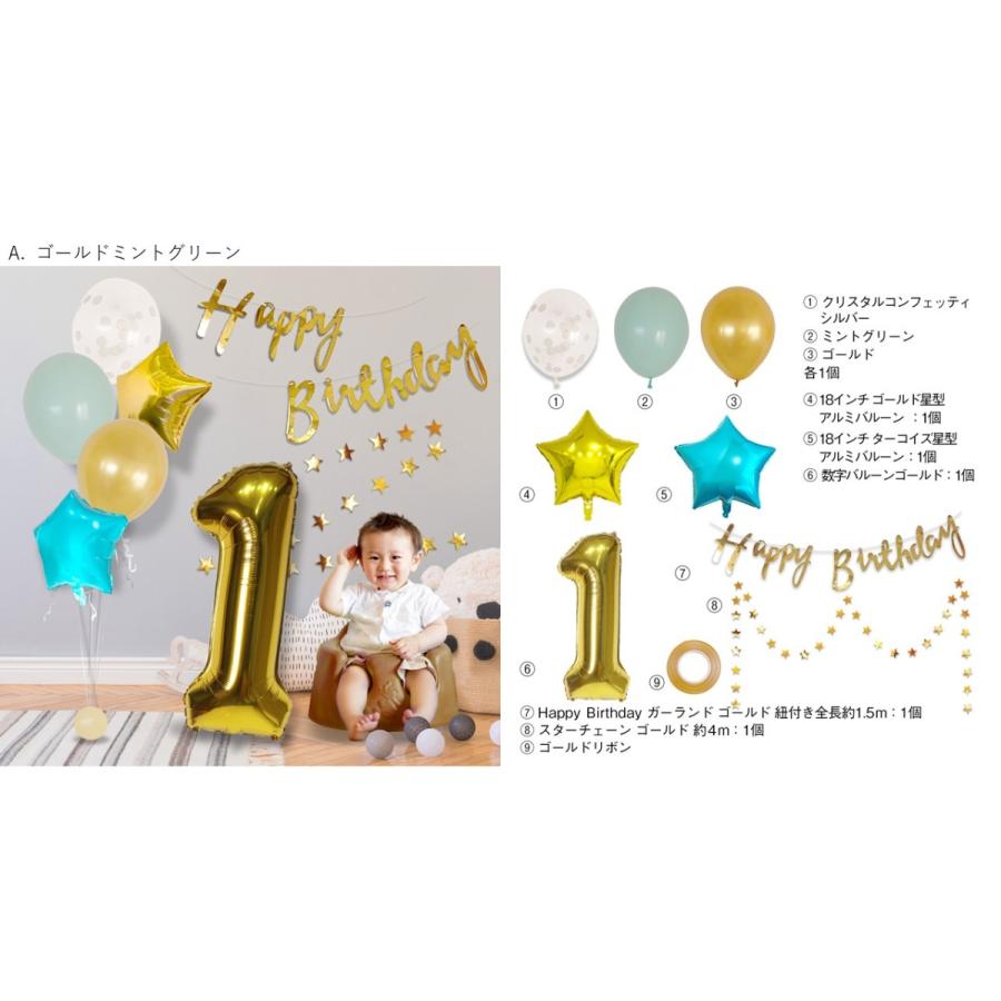 ゆるプチ 数字バルーン付 誕生日 バルーン 飾りつけ 風船 ガーランド