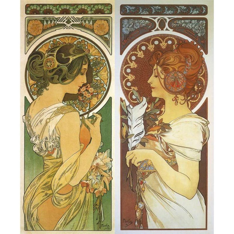 絵画風 壁紙ポスター はがせるシール式 アルフォンス ミュシャ 桜草 羽根 19年 リトグラフ アールヌーヴォー キャラクロ K Www Thegamingreview Com