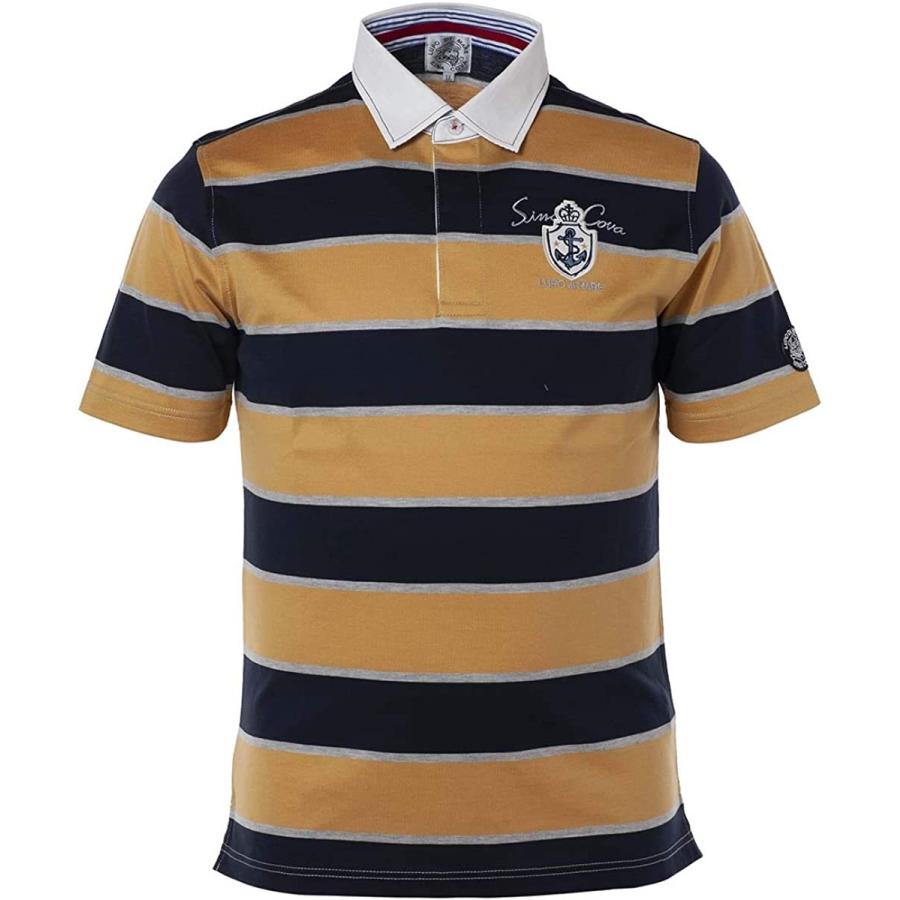 シナコバ Sina メンズファッション Cova 半袖ラガーシャツ メンズ ポロシャツ メンズ ボーダー その他財布 帽子 ファッション小物 マリン ネイビー系 Ll ハッピーミディアム